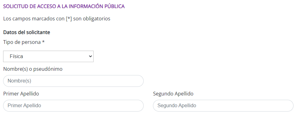 Datos del solicitante