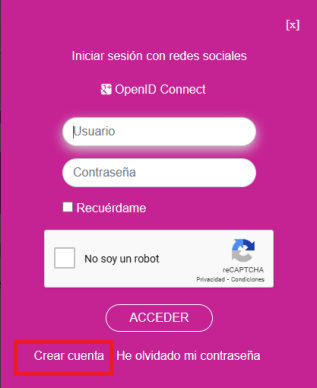 Iniciar sesion señalado